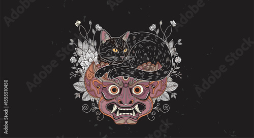 Abstract Fragmented Demon Face Artwork with Intricate Details and Dark Aesthetic