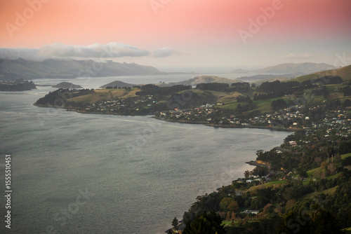 Otago Trooper's Memorial Solider's Monument Lookout, Dunedin, New Zealand, during sunset
