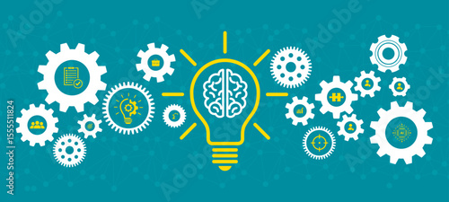 Business process and strategy innovation design. Innovation and creative thinking mechanism concept. Artificial intelligence and machine learning