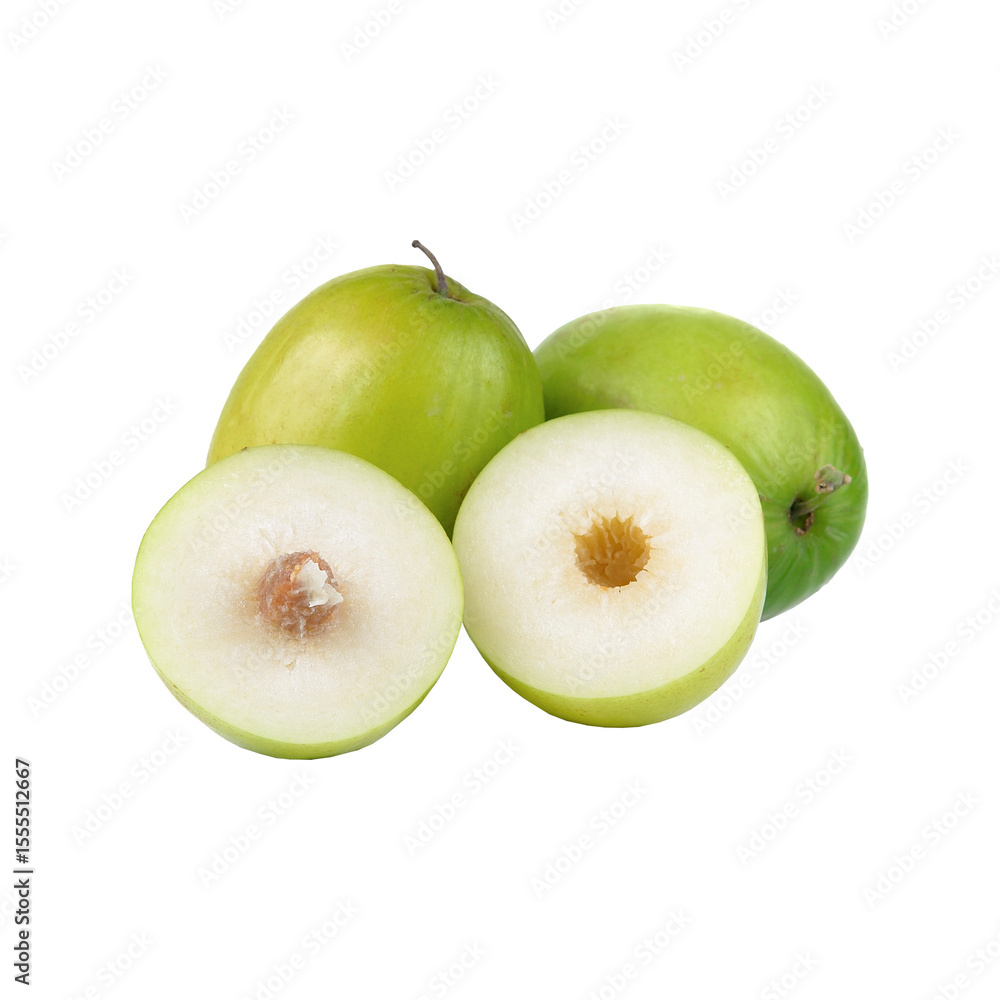 Whole and Sliced Green Apples with Seeds PNG Whole and Sliced Green Apples with Seeds PNG