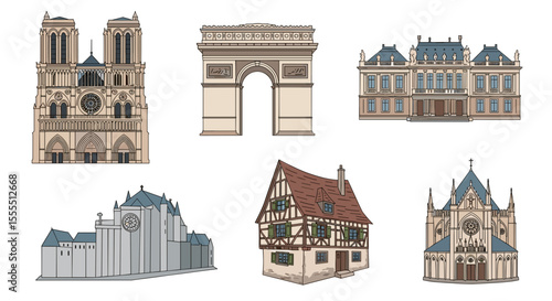 Discover iconic french architecture landmarks: notre dame, arc de triomphe, and charming houses