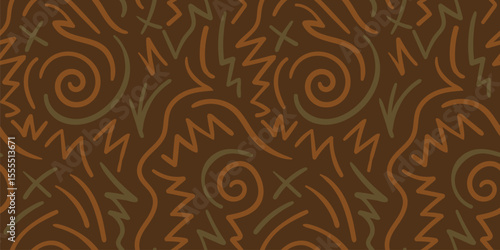 Contemporary Tribal Seamless Pattern, suitable for fashion design, decoration, fabric, wallpaper and printing on warm brown background