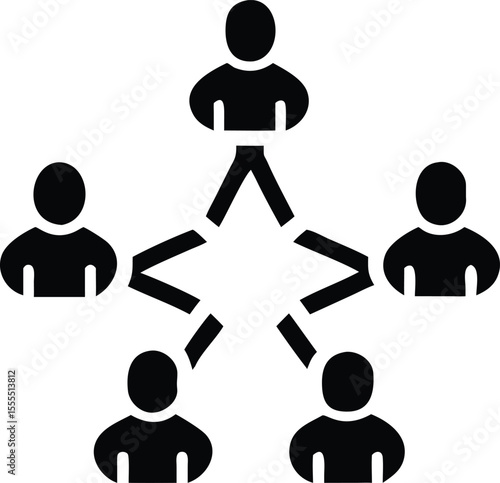 Silhouette of connected people forming a network symbol for modern communication