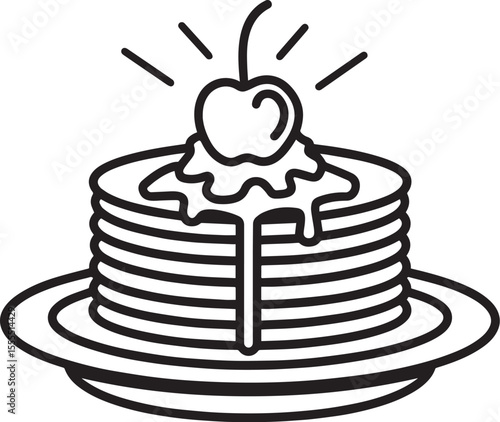 Pancakes icon clean simple outline