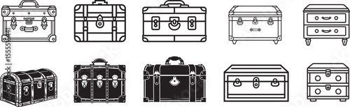 Collection of Storage Trunk Furniture icon clean simple silhouette