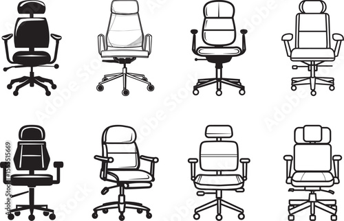 Collection of Office Chair icon clean simple silhouette