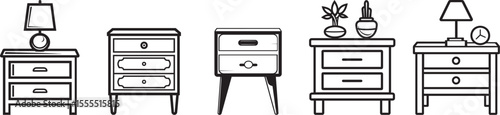 Collection of Nightstand Furniture icon clean simple linear
