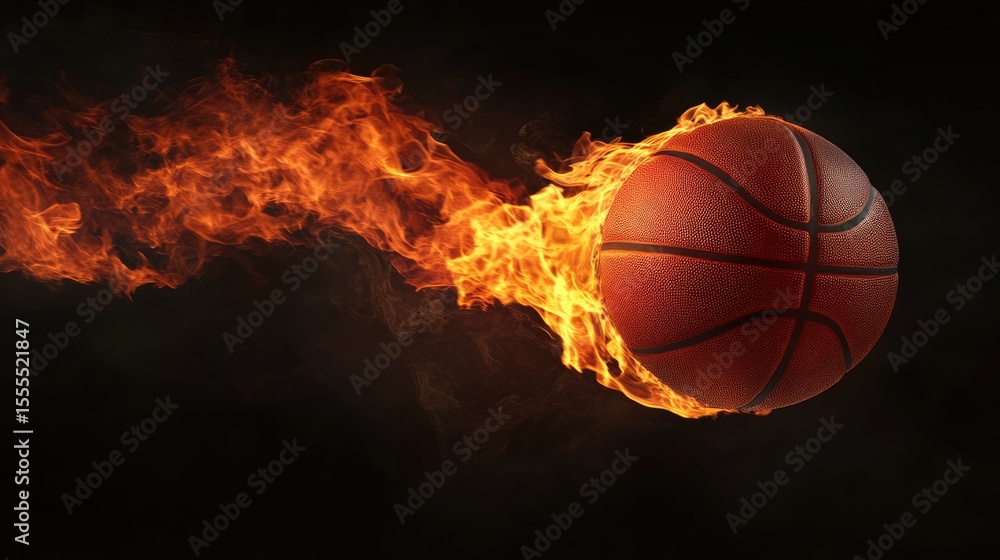 Fototapeta premium Fiery Basketball: A Blaze of Passion and Competition