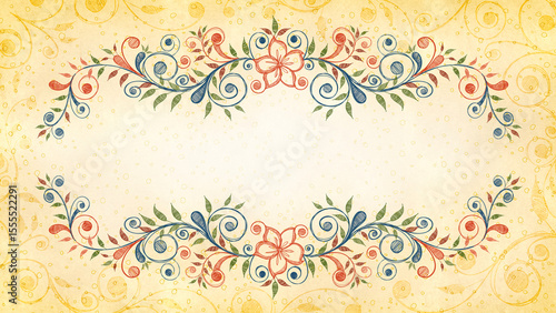 Vintage Yellow Floral Frame with Watercolor Embellishments