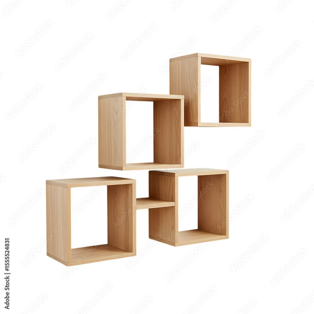 Obraz premium Modern Modular Wooden Shelves: Stylish & Functional Design