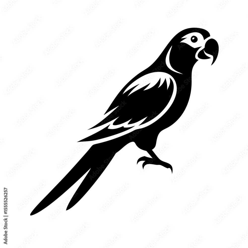 Fototapeta premium Parrot black flat icon vector