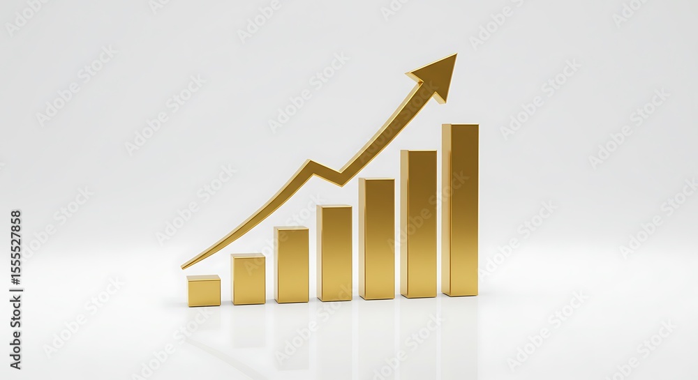 Title Golden upward trending bar graph. Suitable for financial presentations, reports, and business articles. Trend analysis concept with stylish design. Title Golden upward trending bar graph. Suitable for financial presentations, reports, and business articles. Trend analysis concept with stylish design.