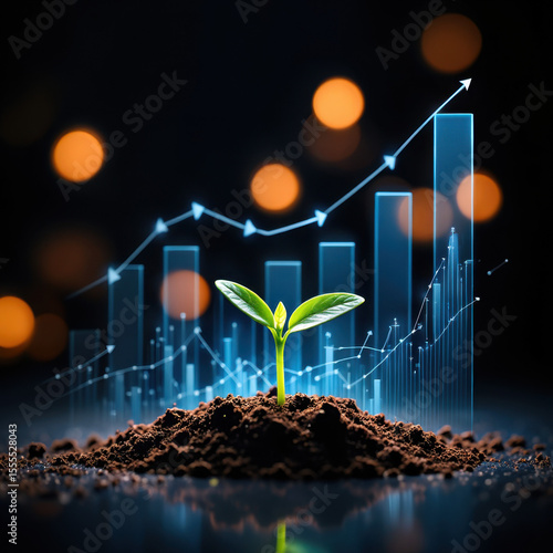 Growth with Plant, Business, Graph, and Success.