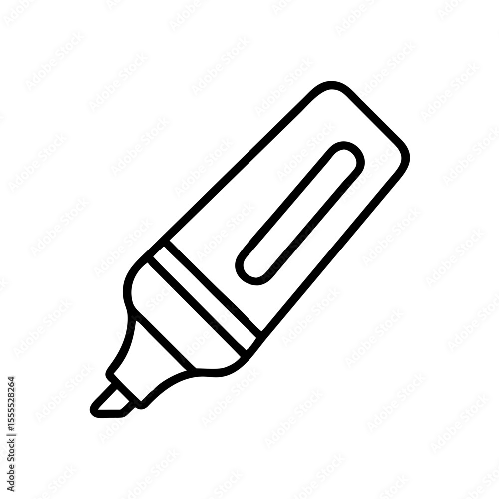 Black and white illustration of a highlighter pen on a white background Black and white illustration of a highlighter pen on a white background