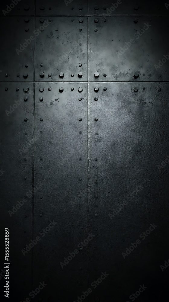 Dark weathered metal panels bolted together Dark weathered metal panels bolted together
