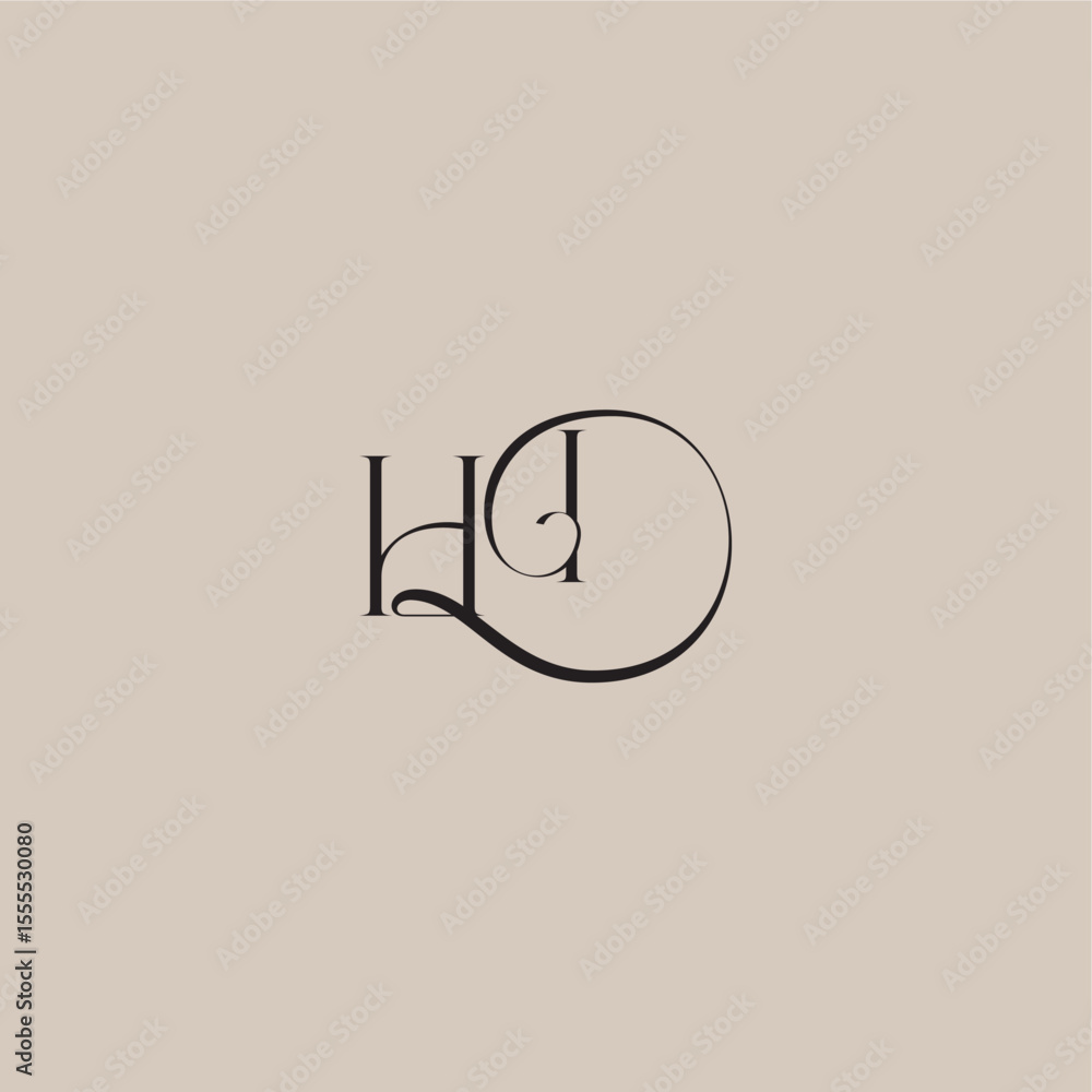 dinamyc curvy initial concept monogram wedding logo letter elegant and luxury style HI dinamyc curvy initial concept monogram wedding logo letter elegant and luxury style HI