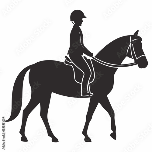 Silhouette of a person riding a horse in a show jumping competition