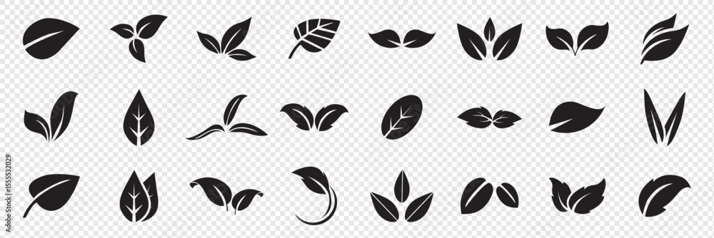 Fototapeta premium Set of leaf icons. Leaves icon. Leaves of trees and plants. Collection green leaf. Elements design for natural, eco, bio, vegan labels. Vector illustration.