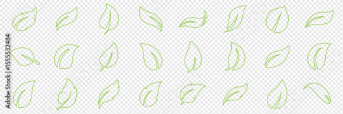 Set of green leaf icons. Green color. Leafs green color icon logo. Leaves on white background. Ecology. Vector illustration.
