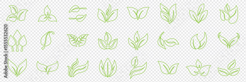 Set of green leaf icons. Green color. Leafs green color icon logo. Leaves on white background. Ecology. Vector illustration.