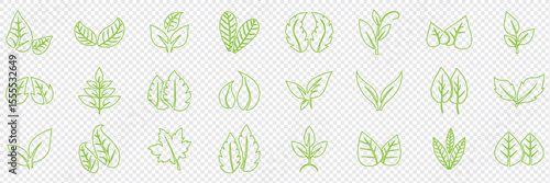 Set of green leaf icons. Green color. Leafs green color icon logo. Leaves on white background. Ecology. Vector illustration.
