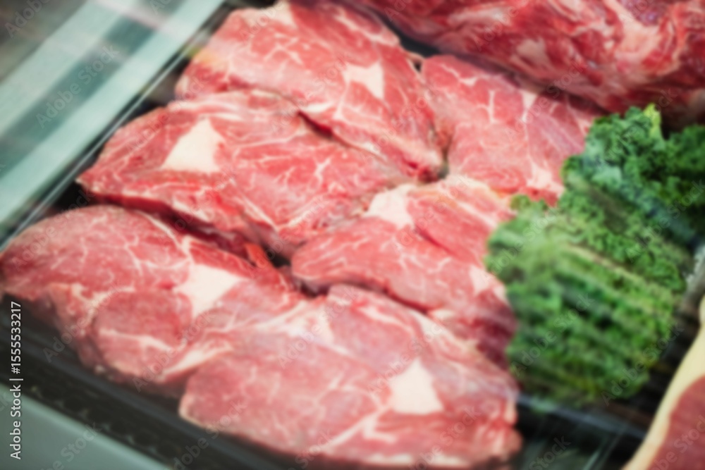 Sliced raw meat for sale in supermarket Sliced raw meat for sale in supermarket