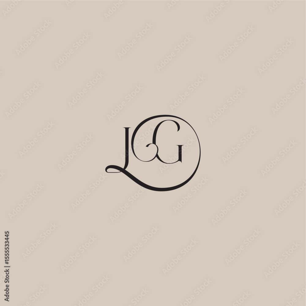 Obraz premium dinamyc curvy initial concept monogram wedding logo letter elegant and luxury style JG