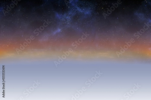 Fototapeta Naklejka Na Ścianę i Meble -  Starry cosmic sky is unfolding in flat vector design, with wispy nebula clouds and gradient