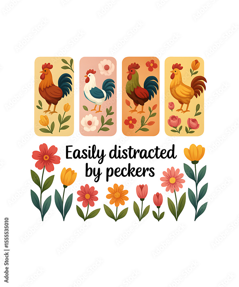Fototapeta premium Easily Distracted by Peckers Chicken