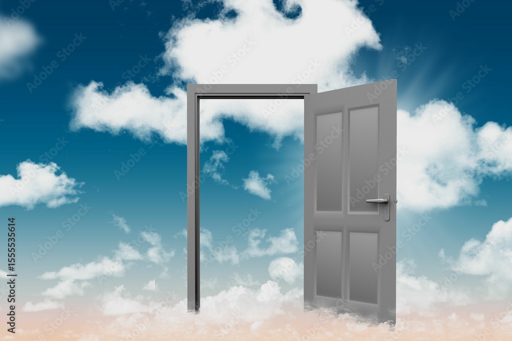 Naklejka premium Digital composite of open door in sky