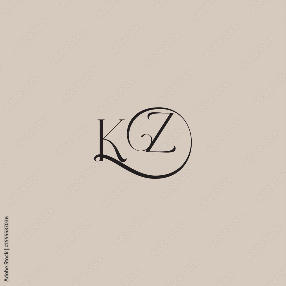 Obraz premium dinamyc curvy initial concept monogram wedding logo letter elegant and luxury style KZ