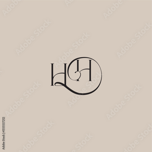 dinamyc curvy initial concept monogram wedding logo letter elegant and luxury style HH