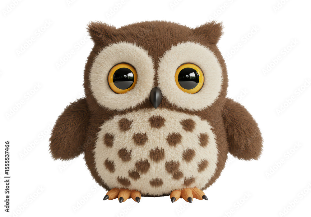 Naklejka premium Isolated Adorable Fluffy Owl Cartoon Character