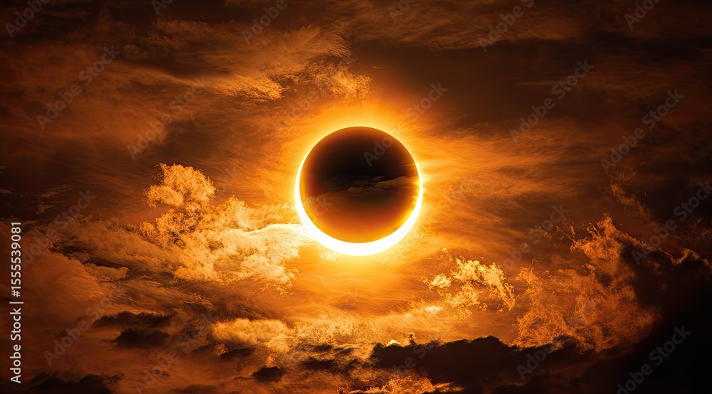 Obraz premium Dramatic eclipse, fiery clouds