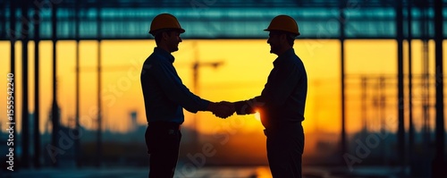 Wallpaper Mural Construction worker and contractor shaking hands with a client on-site, confirming their renovation project agreement., Generative AI Torontodigital.ca
