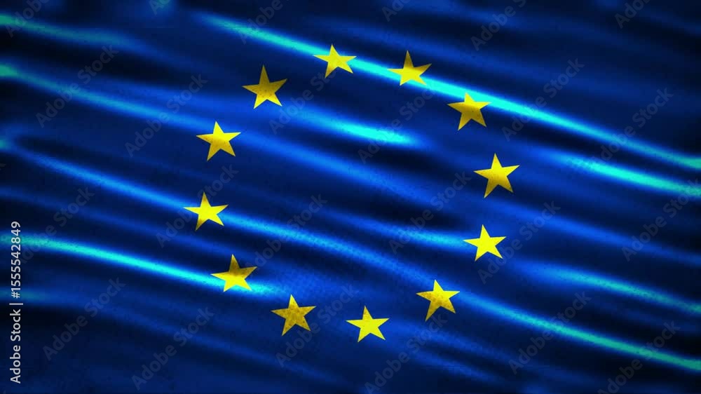 Waving flag of European Union loopable animation background