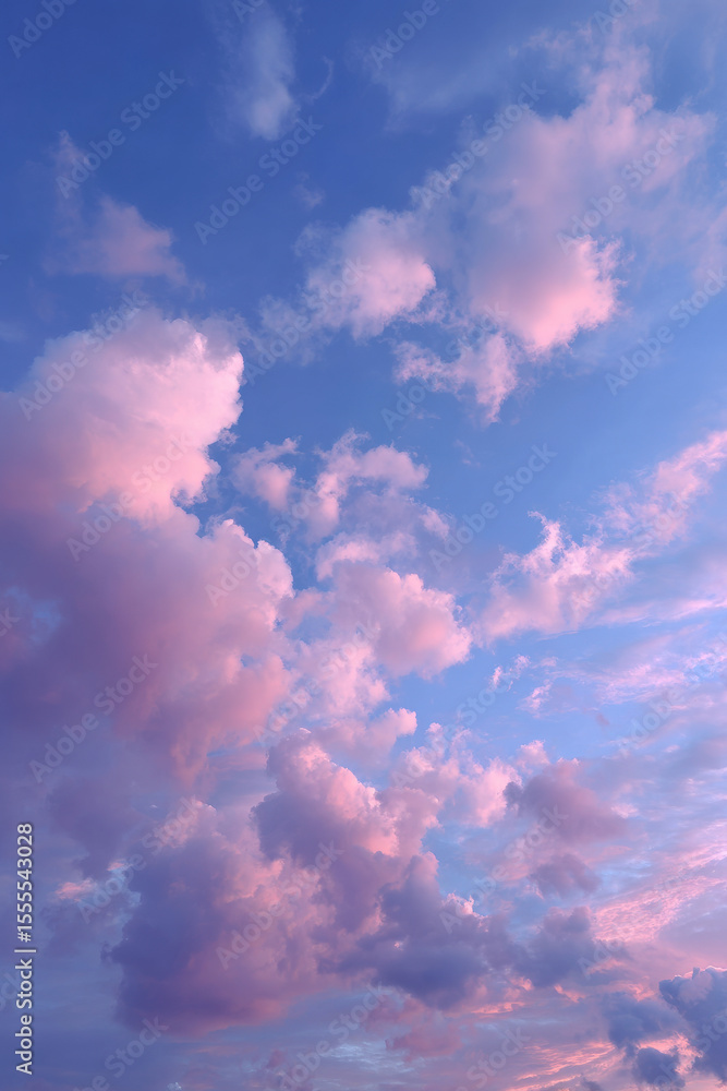 Obraz premium serene sky gradient featuring bright blue soft pink and deep violet hues creating tranquil atmosphere