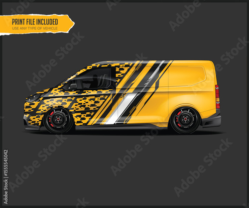 Yellow and Black Graphic Van Wrap Design Side