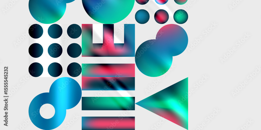 Abstract composition. Vibrant shapes overlap, creating dynamic visual experience. Blues, pinks dominate neutral background. Modern design. Abstract composition. Vibrant shapes overlap, creating dynamic visual experience. Blues, pinks dominate neutral background. Modern design.