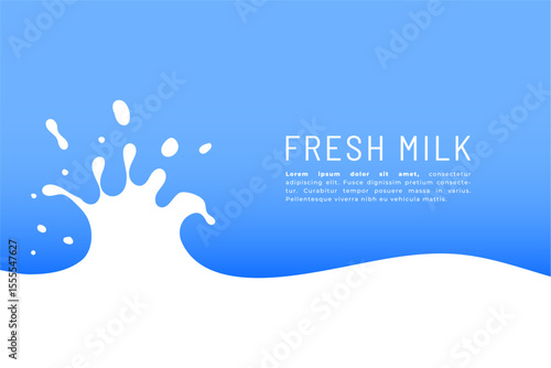 low fat fresh milky blue background with splash effect