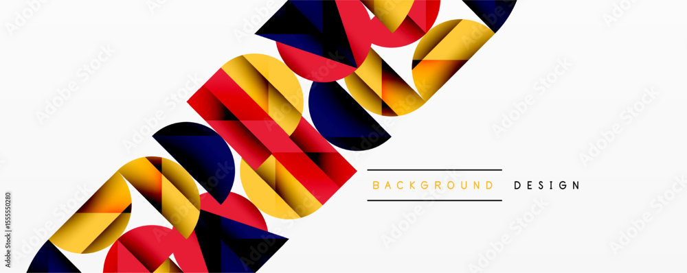 Abstract geometric shapes overlap, creating dynamic visual texture. Red, yellow, blue hues dominate white space. Modern design element. Abstract geometric shapes overlap, creating dynamic visual texture. Red, yellow, blue hues dominate white space. Modern design element.