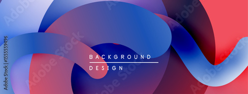 Abstract fluid shapes overlap, creating vibrant color gradients. Modern design emphasizes smooth transitions, dynamic composition.