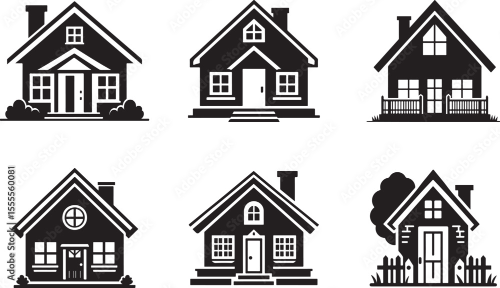 Fototapeta premium A charming collection of diverse house icon vector designs suitable for property and estate graphics