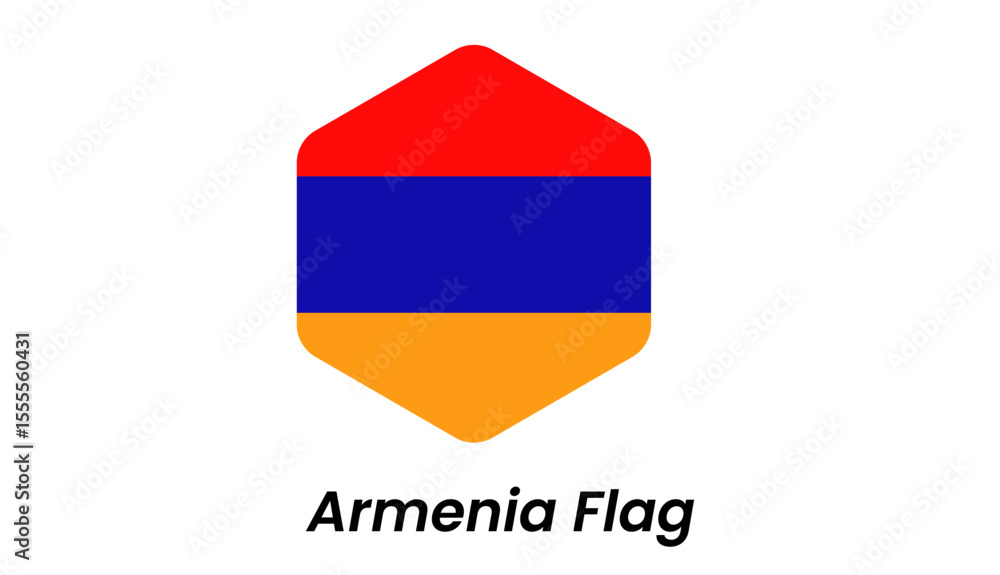 Fototapeta premium Flat icon of Armenia flag with red, blue, and orange horizontal stripes. Clean and modern vector design.