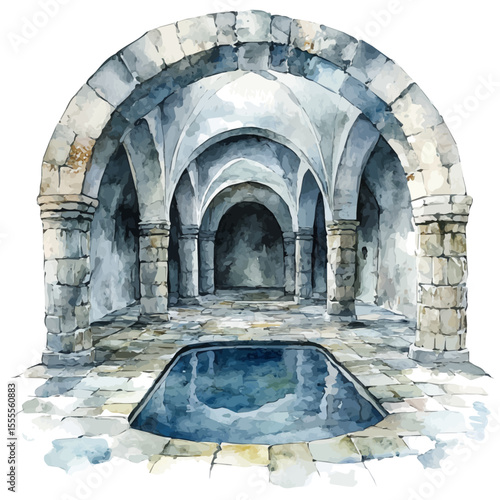 watercolor vector of Echoing Chambers, isolated on a white background.