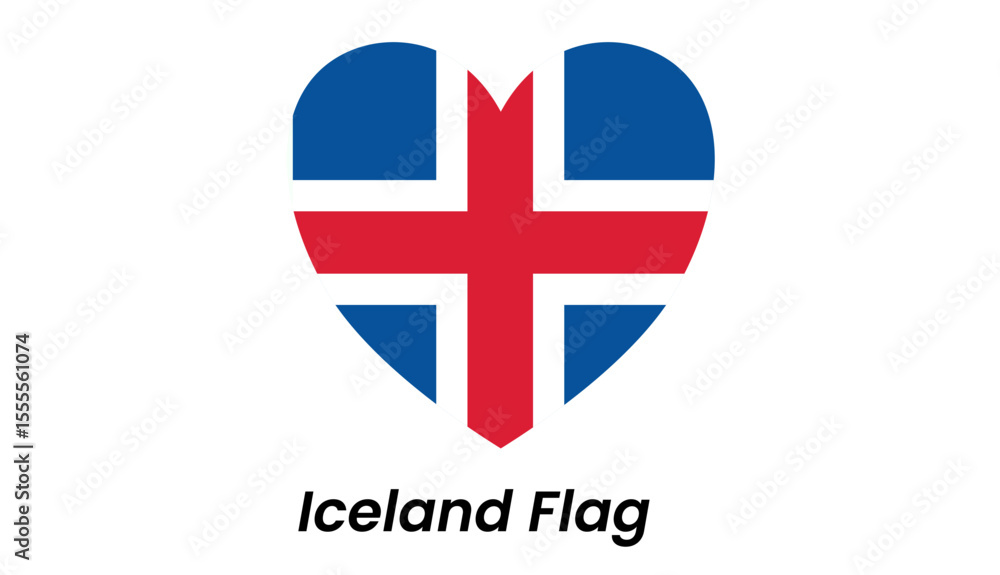 Fototapeta premium Iceland flag icon with blue background, red Scandinavian cross outlined in white, flat and clean vector style.