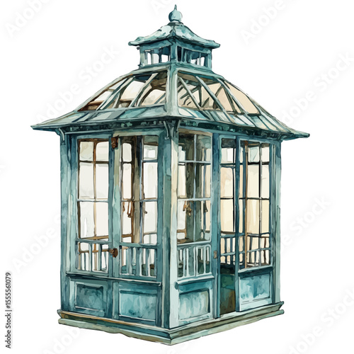 Echoing Chambers, watercolor clipart vector, isolated on a white background.