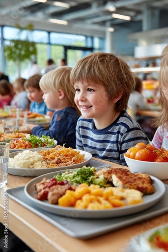 Children enjoying a school lunch