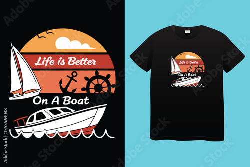Grey tshirt design medieval ship sailing ocean waves