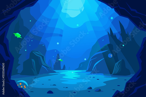 Ocean Depths Underwater Cave Exploration, Mysterious Seabed, Bioluminescent Wonders